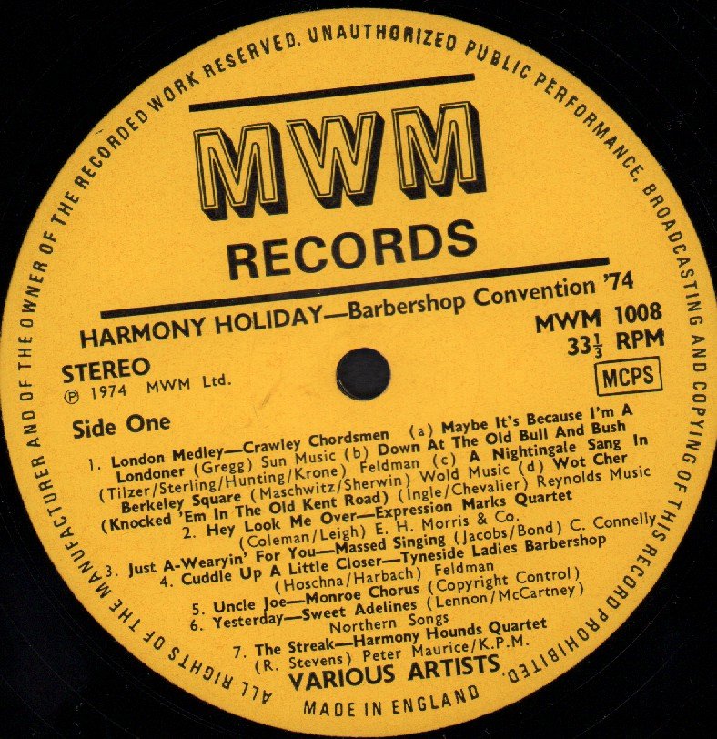 Harmony Holiday - Live At The 1974 Barbershop Convention - Lp