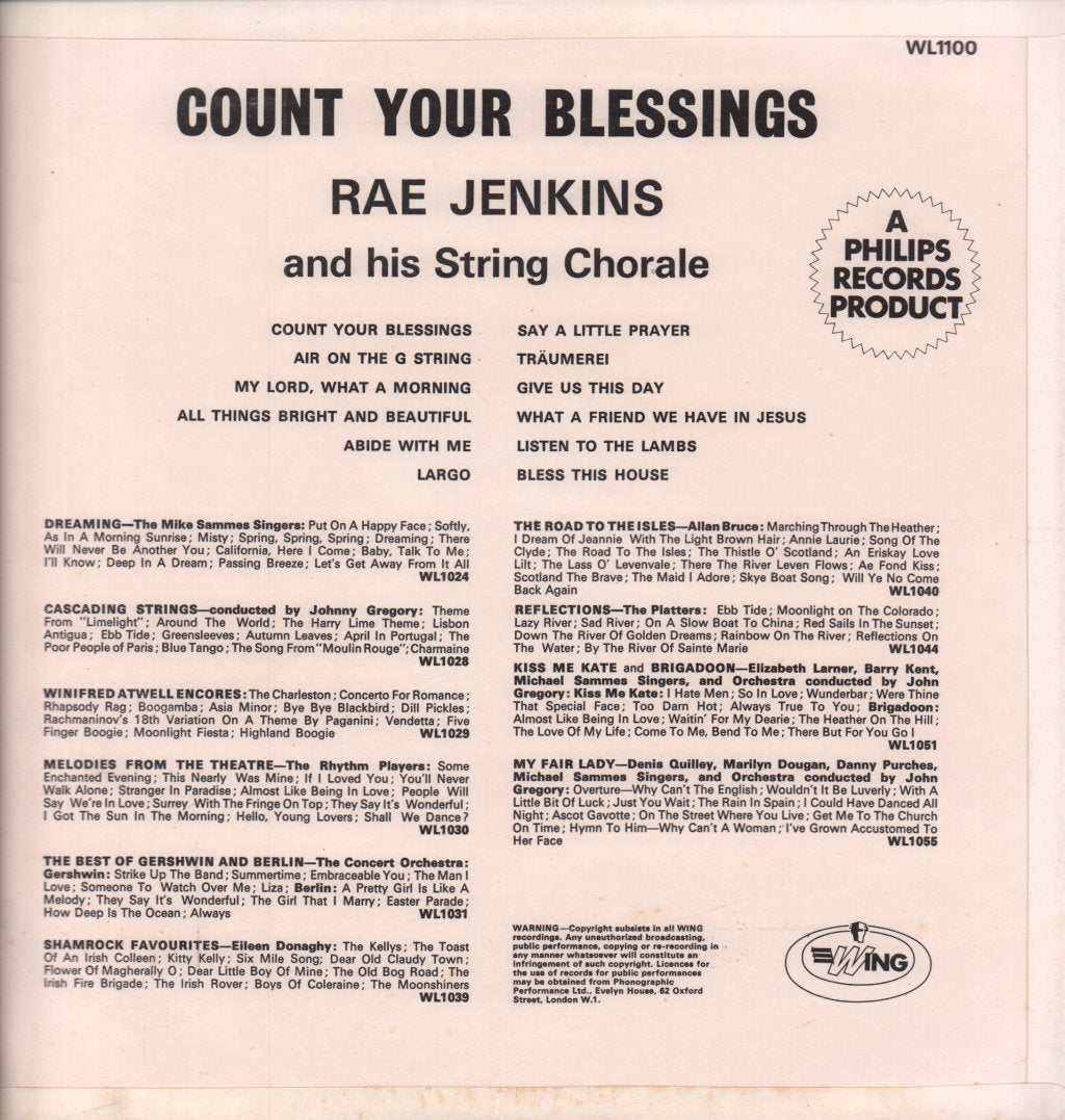 Rae Jenkins And His String Chorale - Count Your Blessings - Lp
