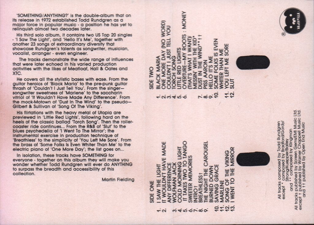 Todd Rundgren - Something / Anything? - Cassette