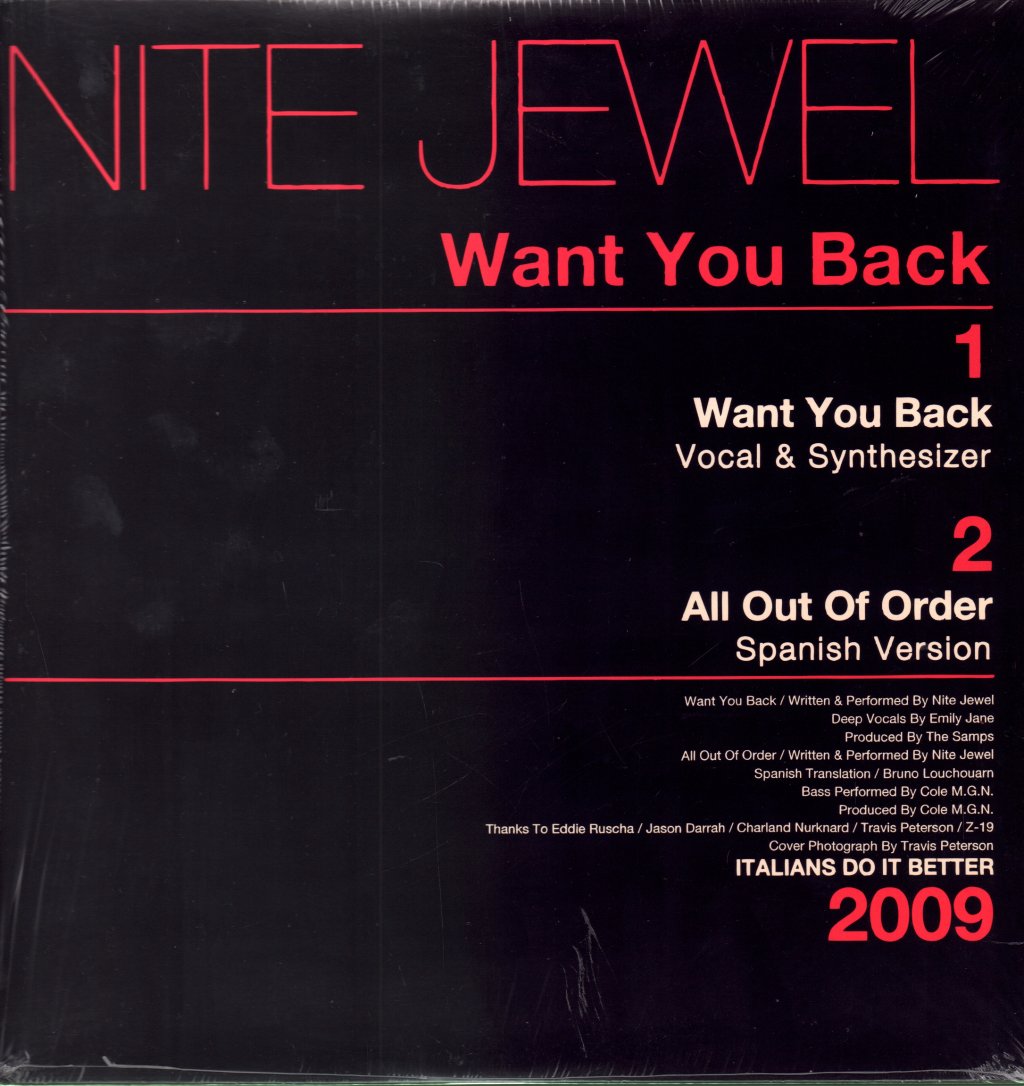 Nite Jewel - Want You Back - 12 Inch