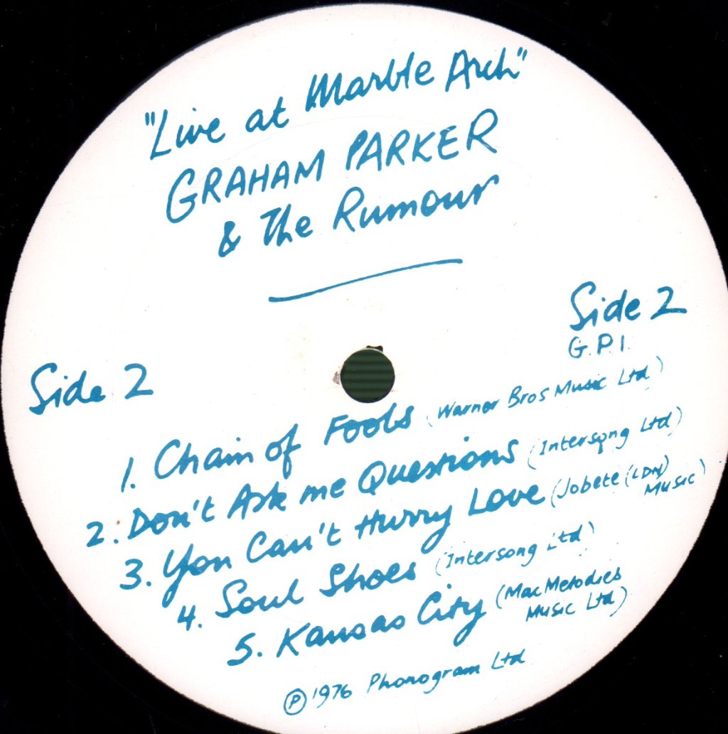 Graham Parker And The Rumour - Live At Marble Arch - Lp