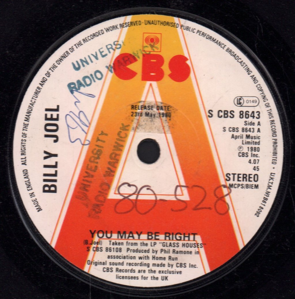 Billy Joel - You May Be Right - 7 Inch