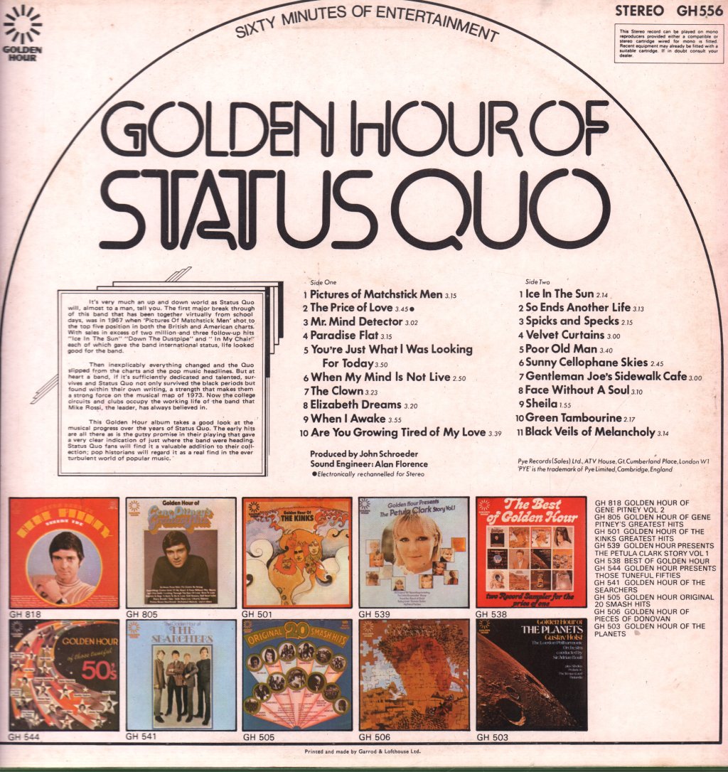 Status Quo - Golden Hour Of - Lp