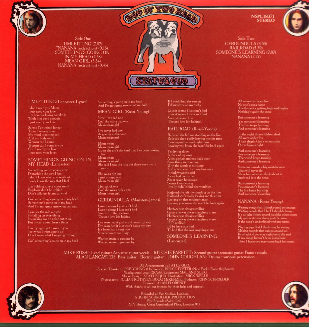 Status Quo - Dog Of Two Head - Lp