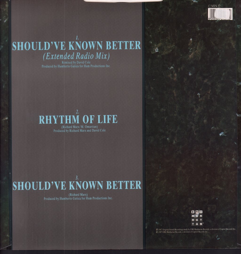 Richard Marx - Should've Known Better - 12 Inch