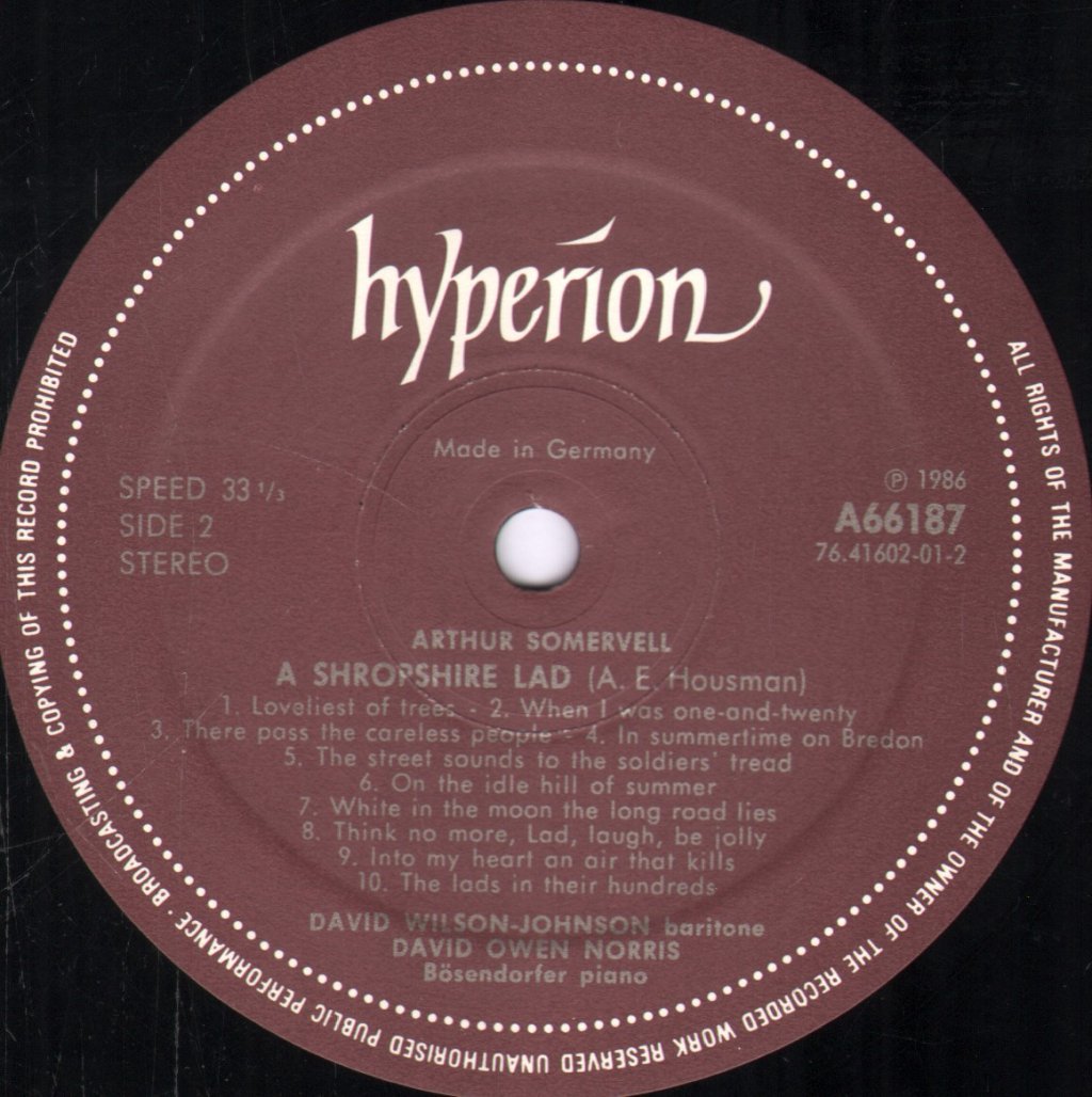 David Wilson-Johnson / David Owen Norris - Somervell - Maud / A Shropshire Lad - Lp