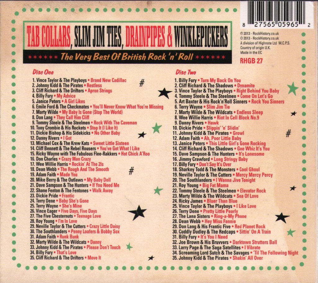 Various Artists - Tab Collars, Slim Jim Ties, Drainpipes & Winklepickers - Double Cd