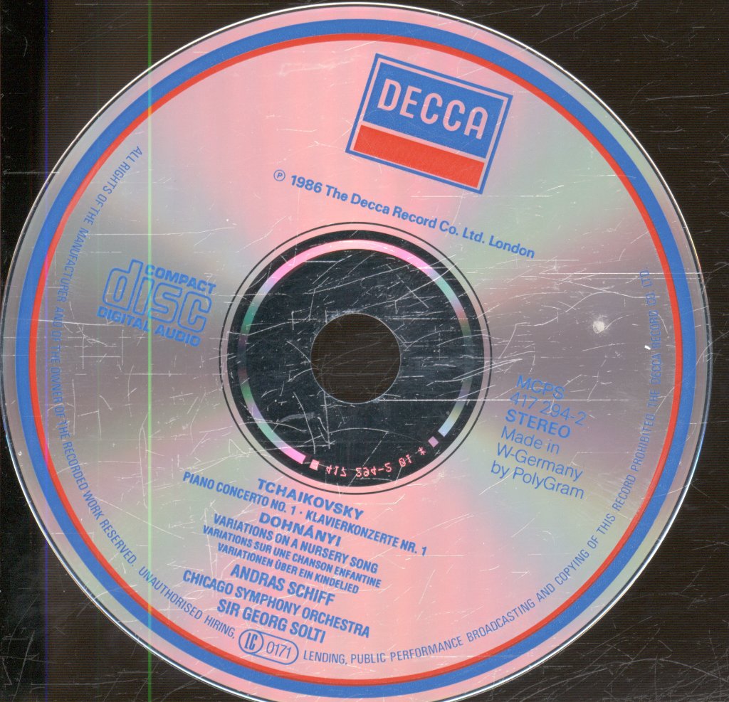 Andras Schiff, Chicago Symphony Orchestra, Sir Georg Solti - Tchaikovsky / Dohnanyi - Piano Concerto No.1; Variations On A Nursery Song. Op. 25 - Cd