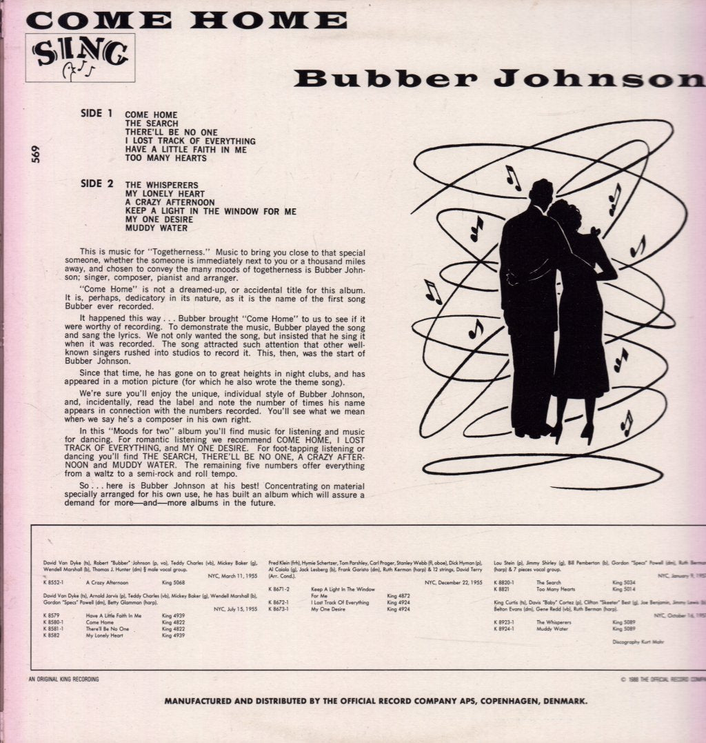 Bubber Johnson - Come Home - Lp