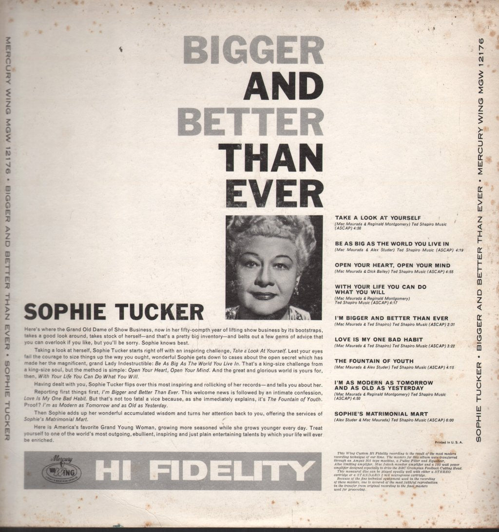 Sophie Tucker - Bigger And Better Than Ever - Lp