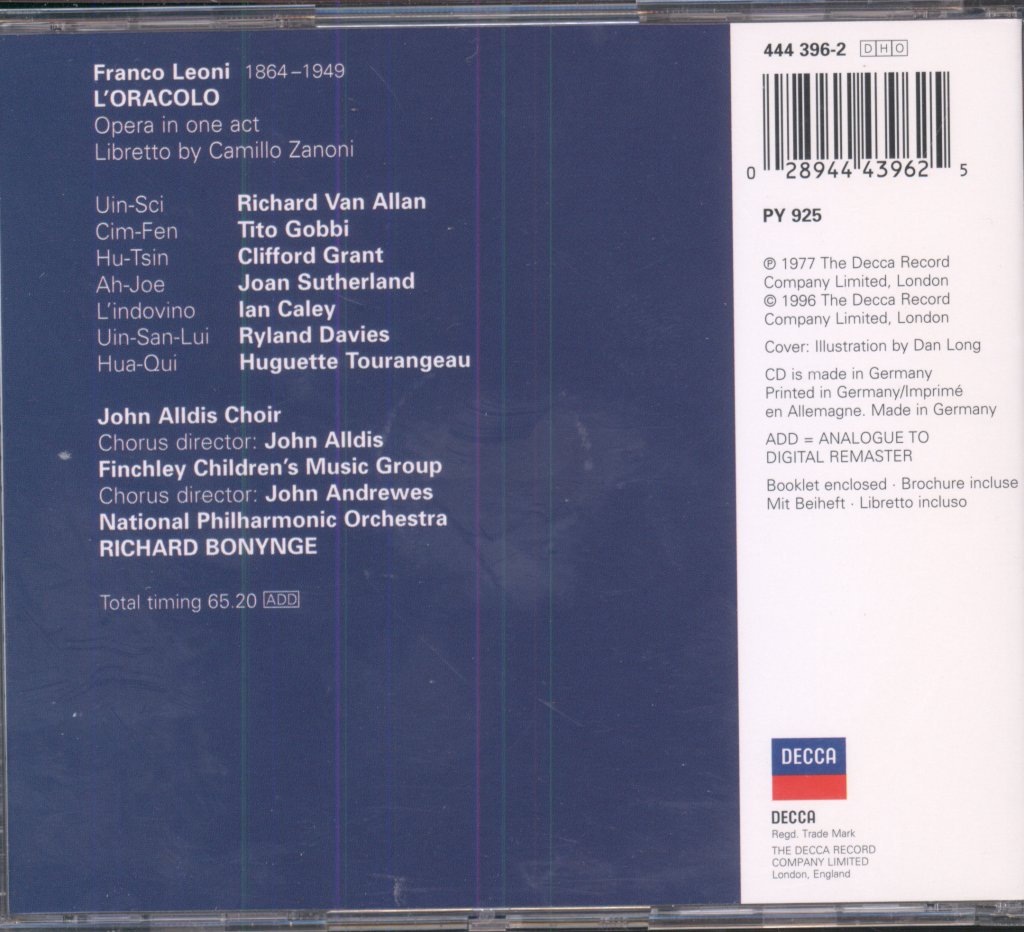 Joan Sutherland, Tito Gobbi - Leoni - L´Oracolo - Cd