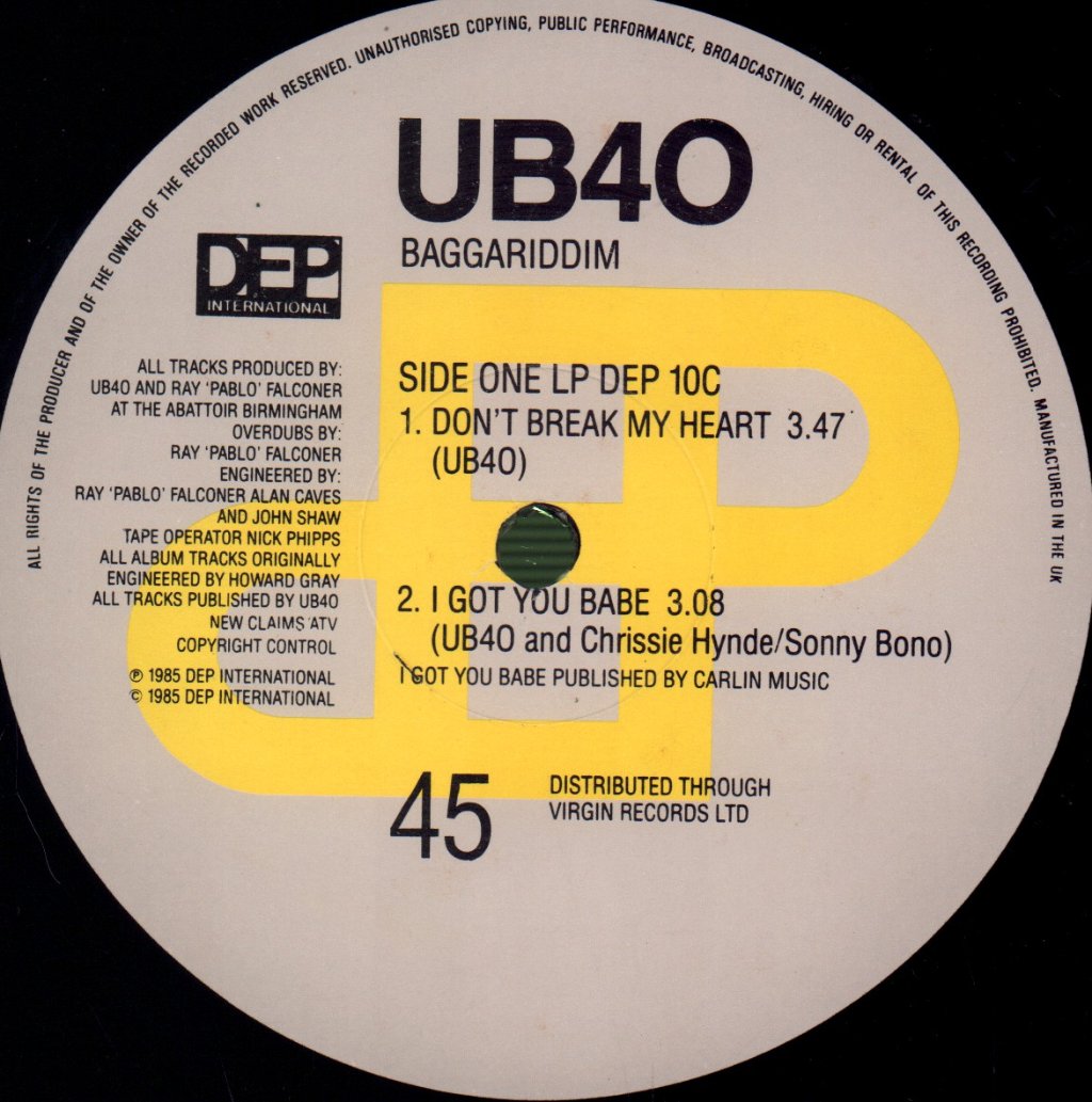 UB40 - Baggariddim - Double Lp