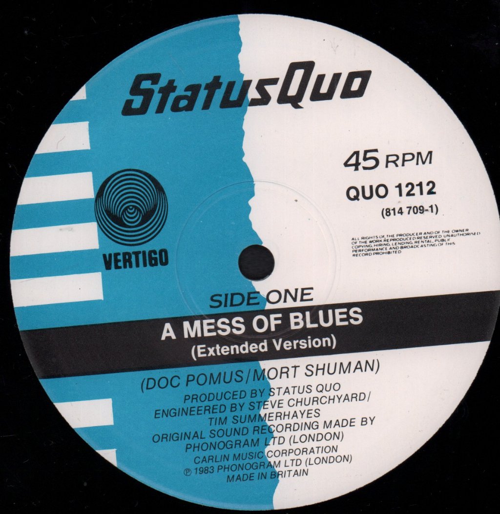 Status Quo - A Mess Of Blues - 12 Inch