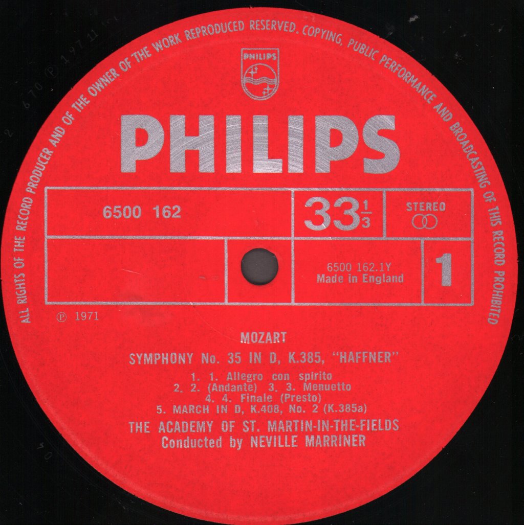 Neville Marriner / Academy Of St. Martin In The Fields - Mozart - Symphonies Nos. 35 "Haffner" & 40, March, K. 408 No. 2 - Lp