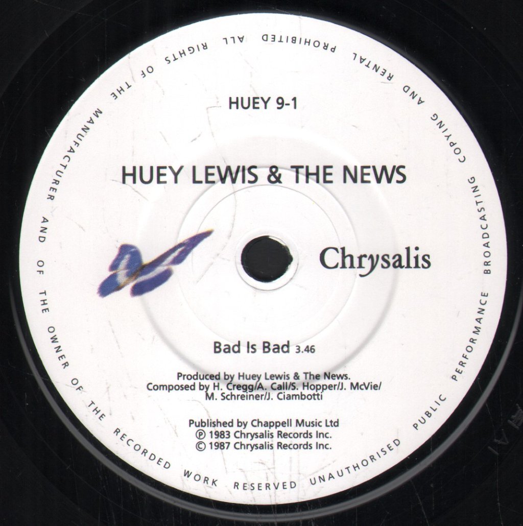 Huey Lewis & The News - Bad Is Bad - 7 Inch