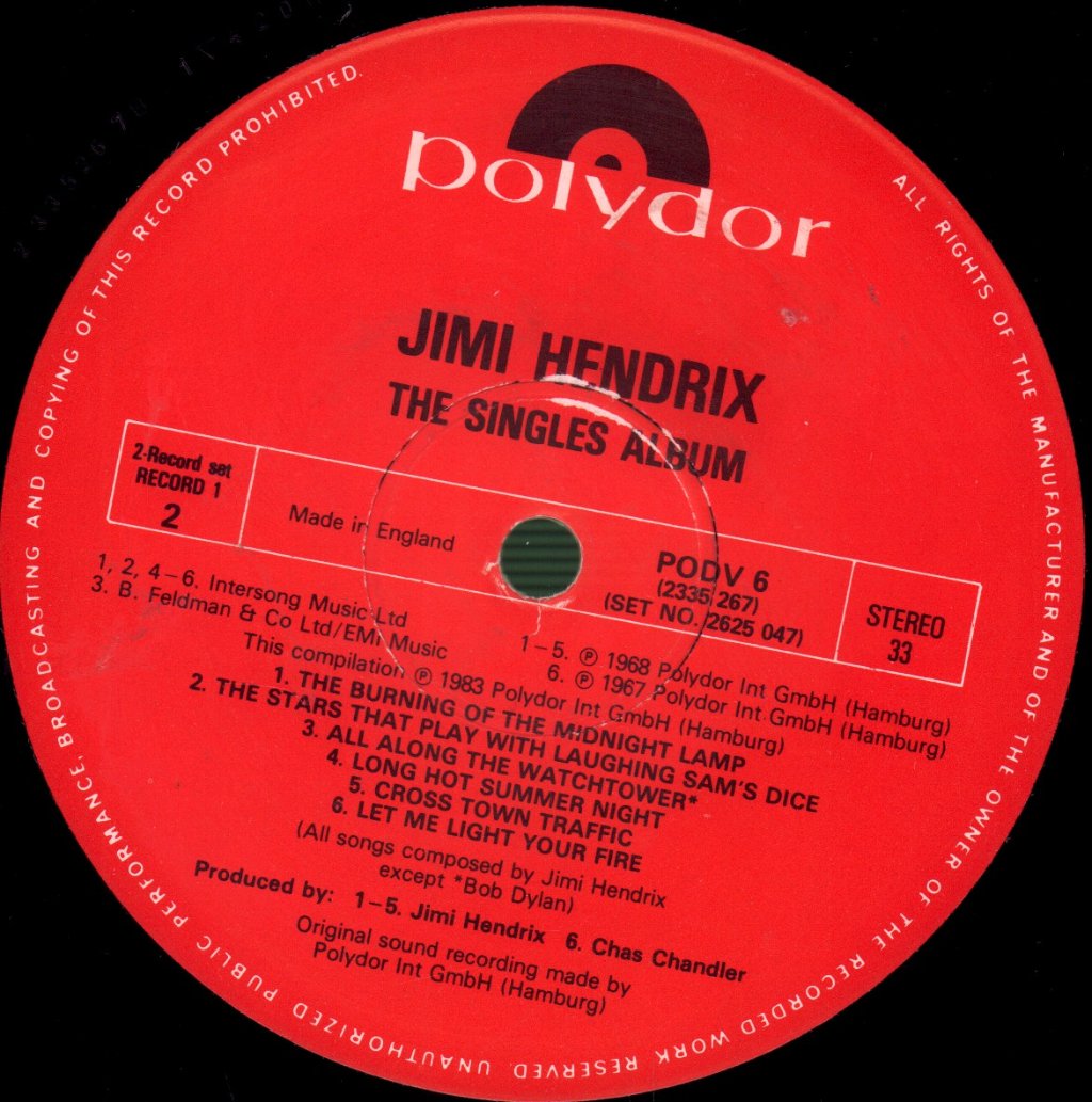 Jimi Hendrix - Singles Album - Double Lp