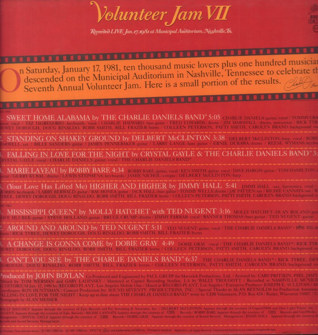 Charlie Daniels Band - Volunteer Jam VII - Lp