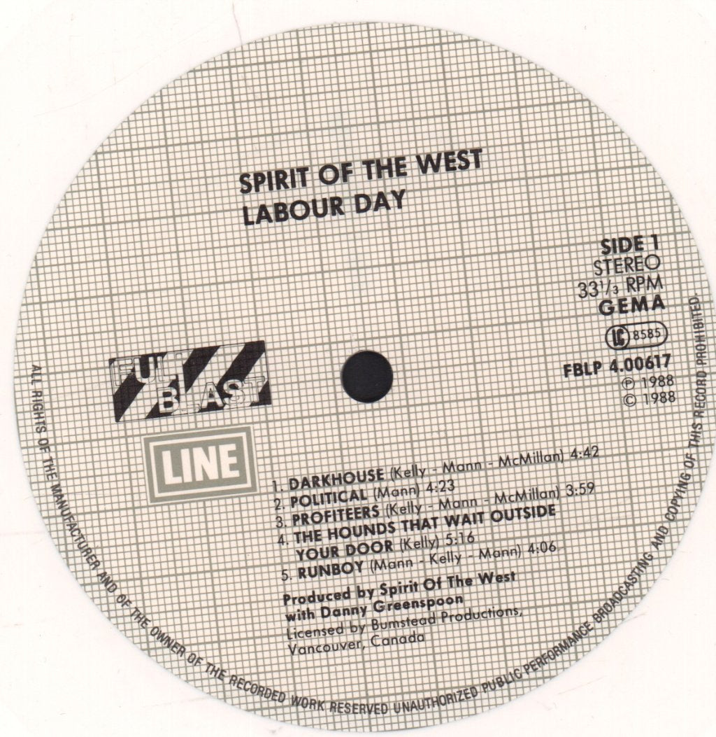 Spirit Of The West - Labour Day - Lp