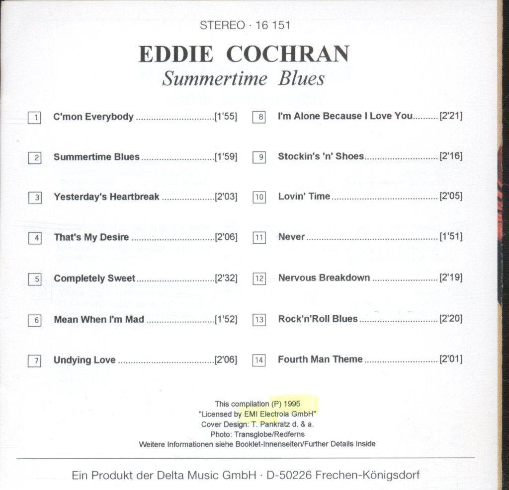 Eddie Cochran - Summertime Blues - Cd