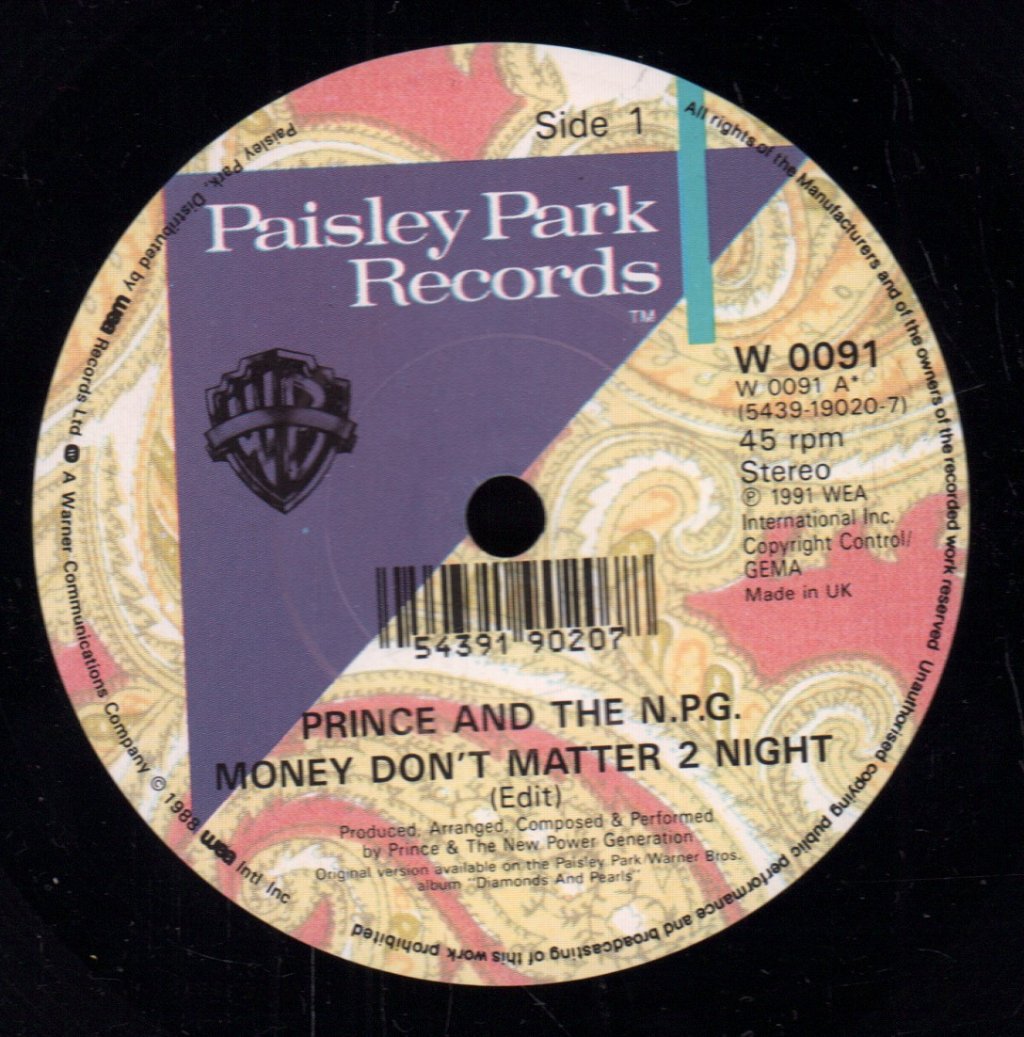 Prince - Money Don't Matter 2 Night - 7 Inch