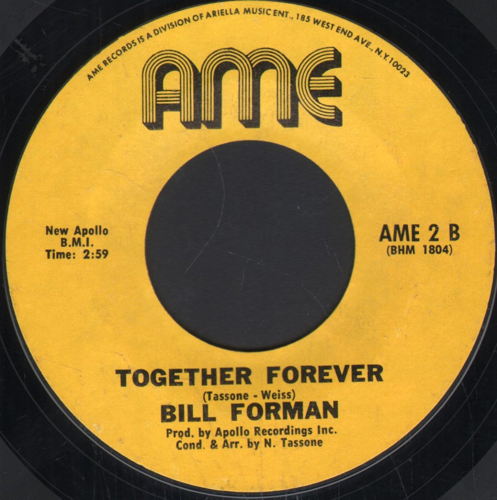 Bill Forman - Be Somebody / Together Forever - 7 Inch