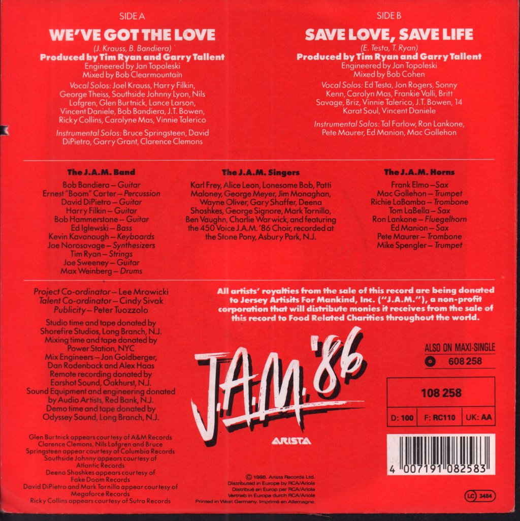 Jersey Artists For Mankind - We've Got The Love - 7 Inch