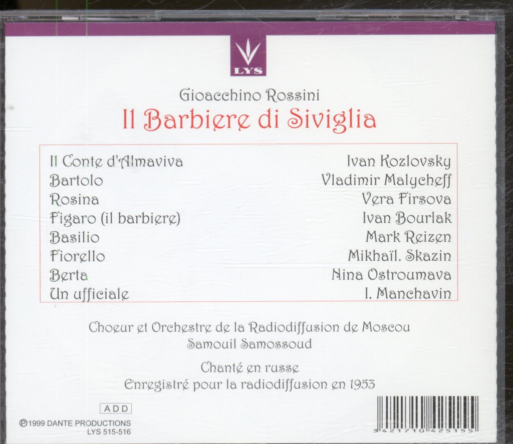 Samouil Samossoud - Rossini - Il barbiere di Siviglia: Sinfonia - Double Cd
