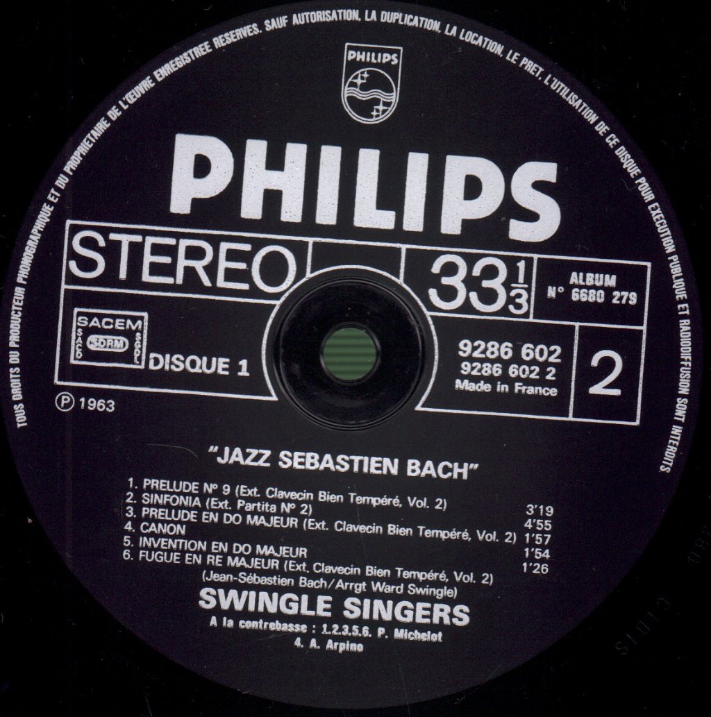 Les Swingle Singers - Jazz Sebastien Bach - Double Lp