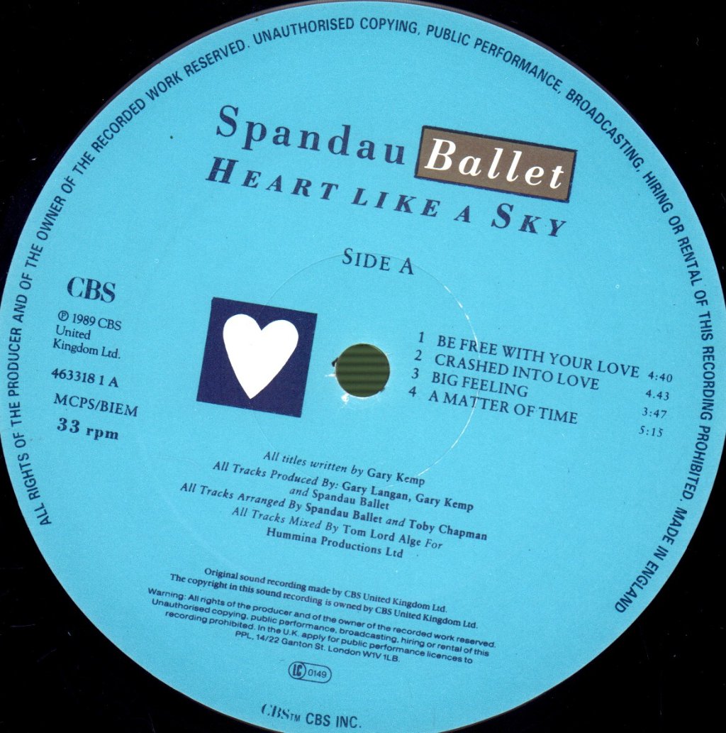 Spandau Ballet - Heart Like A Sky - Lp