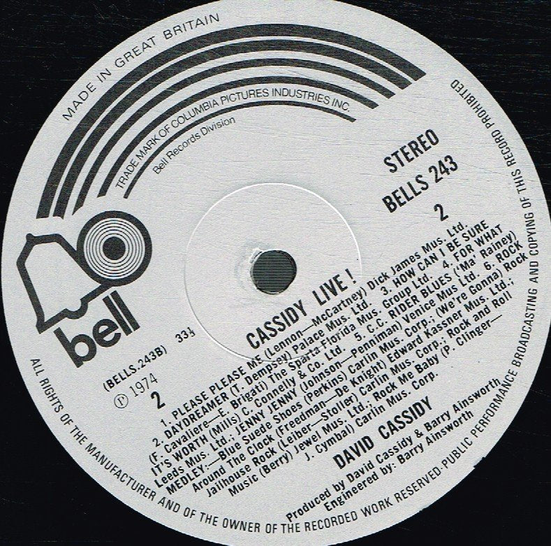 David Cassidy - Cassidy Live! - Lp
