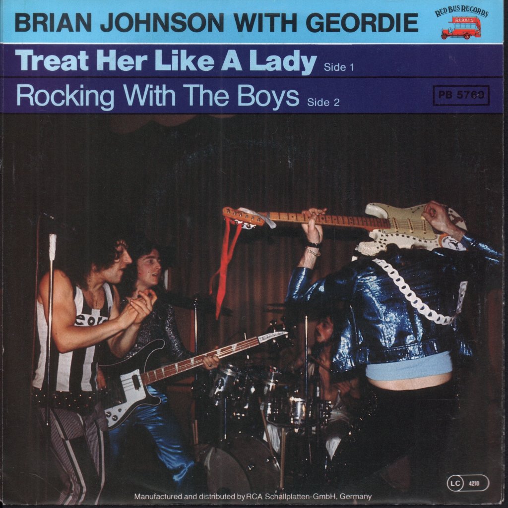 brian johnson with geordie - Treat Her Like A Lady - 7 Inch