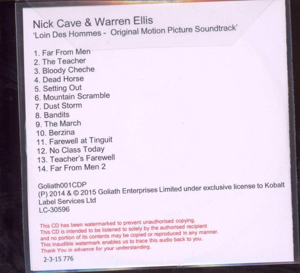 Nick Cave & Warren Ellis - Loin Des Hommes - Cdr