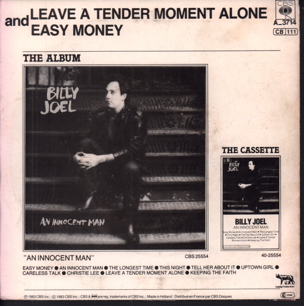 Billy Joel - Leave A Tender Moment Alone - 7 Inch