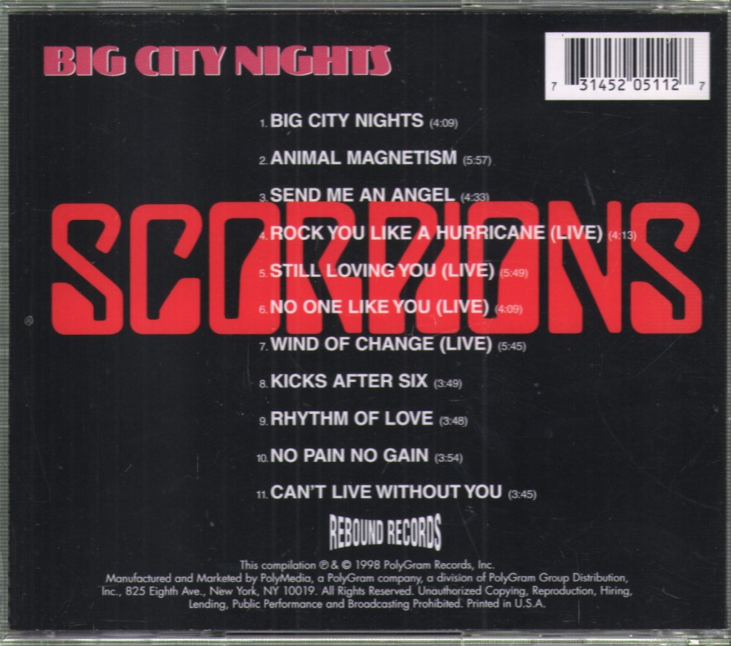 Scorpions - Big City Nights - Cd
