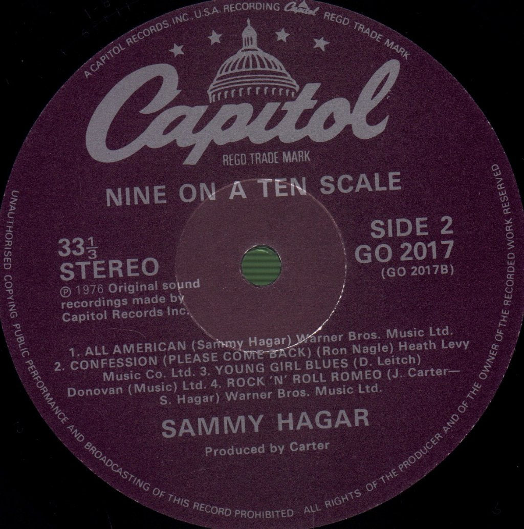 Sammy Hagar - Nine On A Ten Scale - Lp