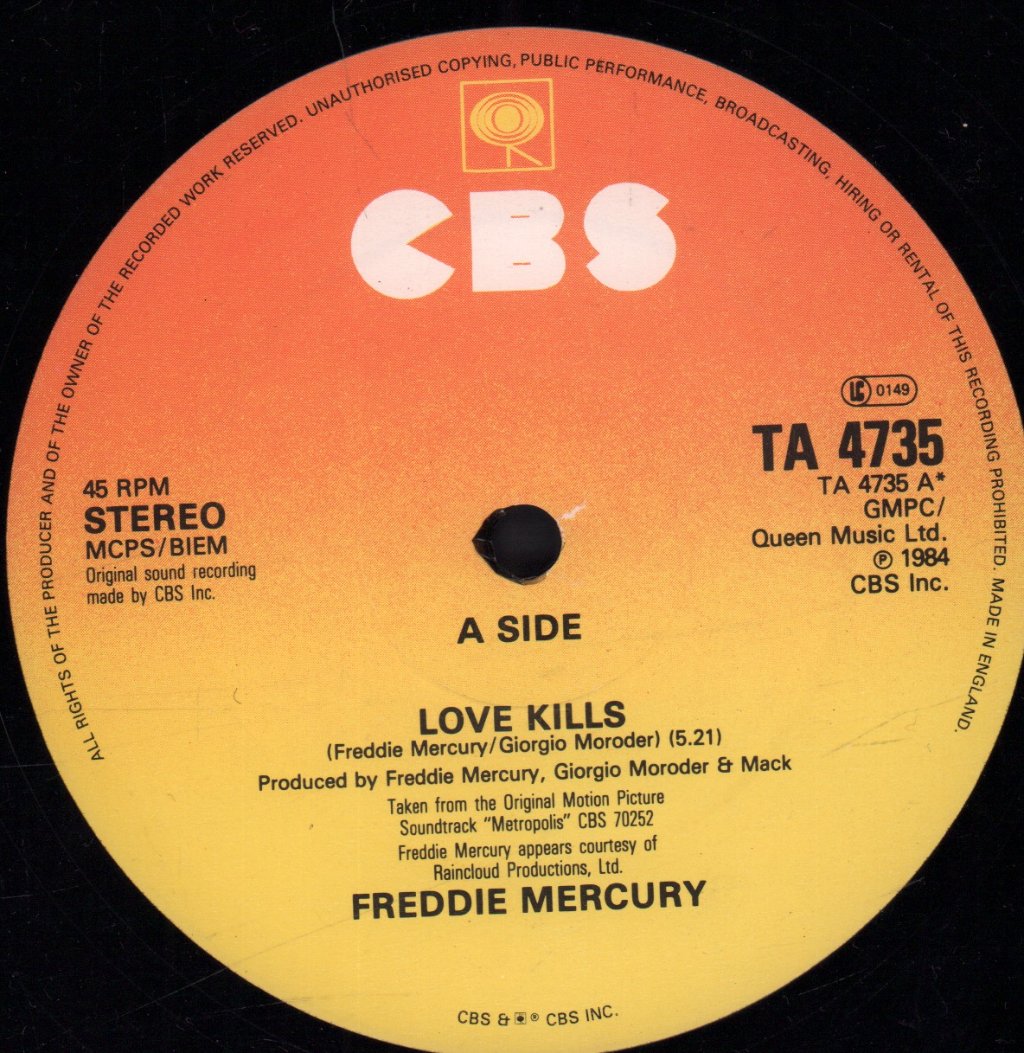 Freddie Mercury - Love Kills - 12 Inch
