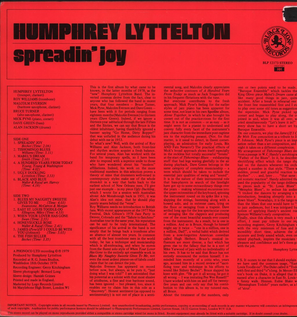Humphrey Lyttelton - Spreadin' Joy - Lp