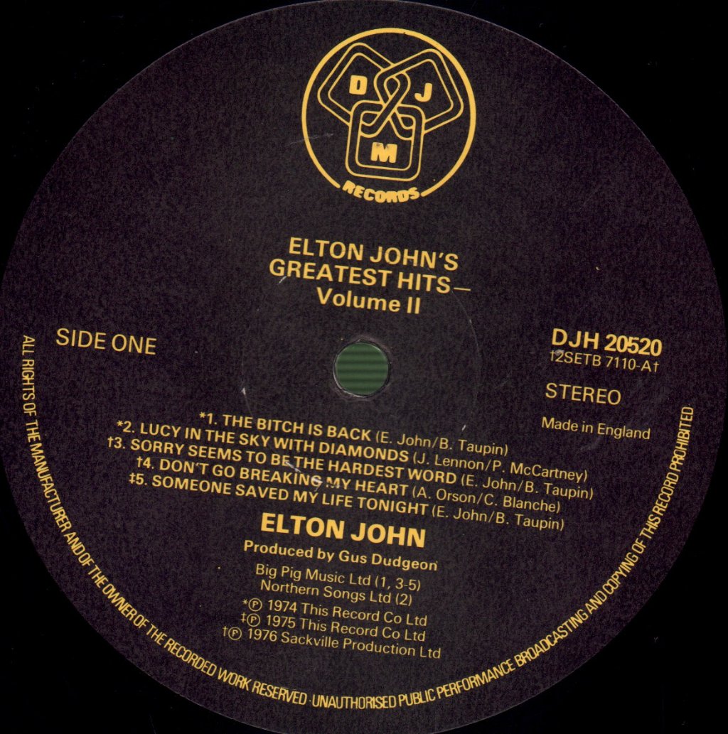Elton John - Greatest Hits Volume 2 - Lp
