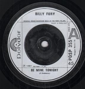 Billy Fury - Be Mine Tonight - 7 Inch