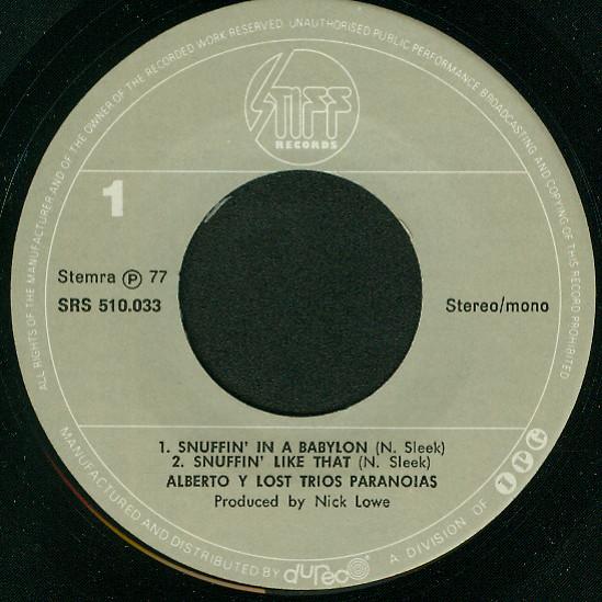 Alberto Y Lost Trios Paranoias - Snuff Rock - 7 Inch