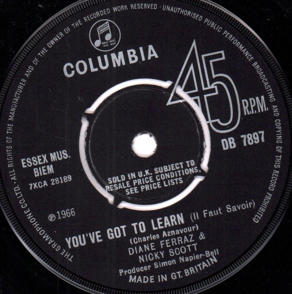 Diane Ferraz and Nicky Scott - You've Got To Learn Il Faut Savoir - 7 Inch
