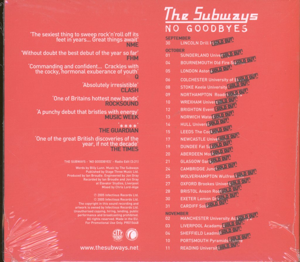 Subways - No Goodbyes - Cd