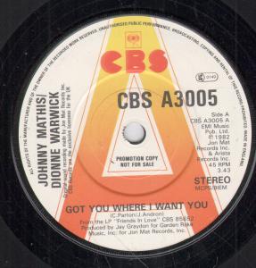 Johnny Mathis And Dionne Warwick - Got You Where I Want You - 7 Inch