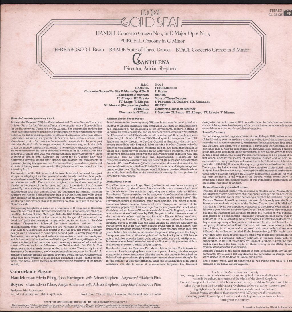 Cantilena / Adrian Shepherd - Music In England 1600-1750 - Lp