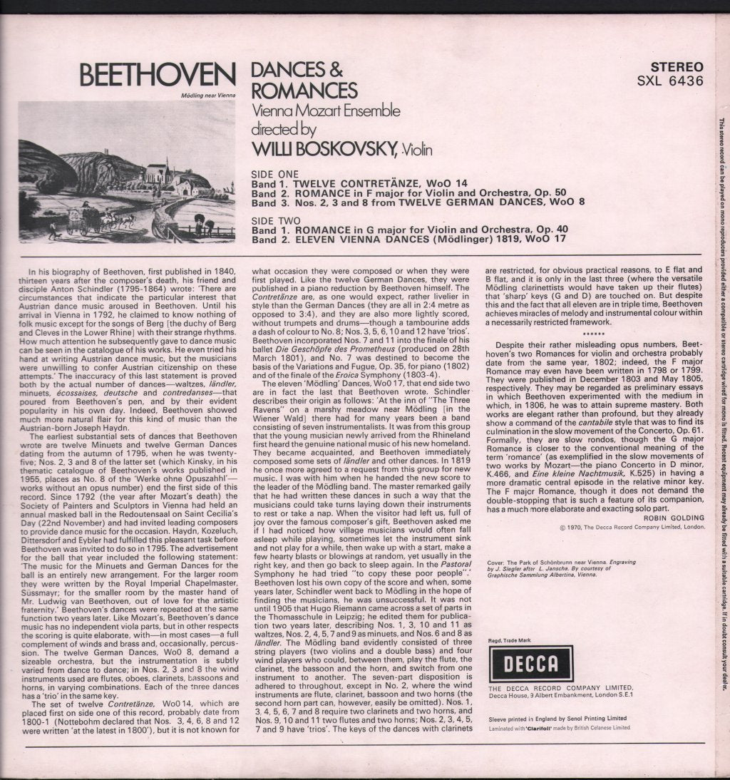 Vienna Mozart Ensemble / Willi Boskovsky - Beethoven - Dances & Romances - Lp