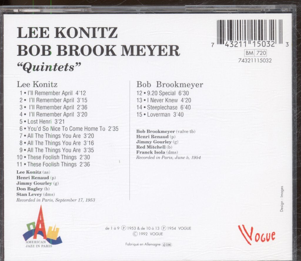Lee Konitz and Bob Brookmeyer Quintets - Quintets - Cd