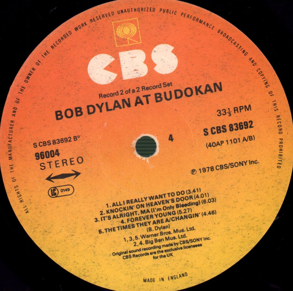 Bob Dylan - At Budokan - Double Lp