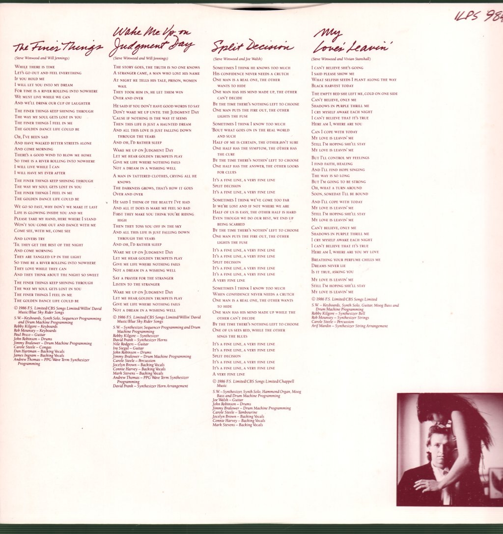 Steve Winwood - Back In The High Life - Lp