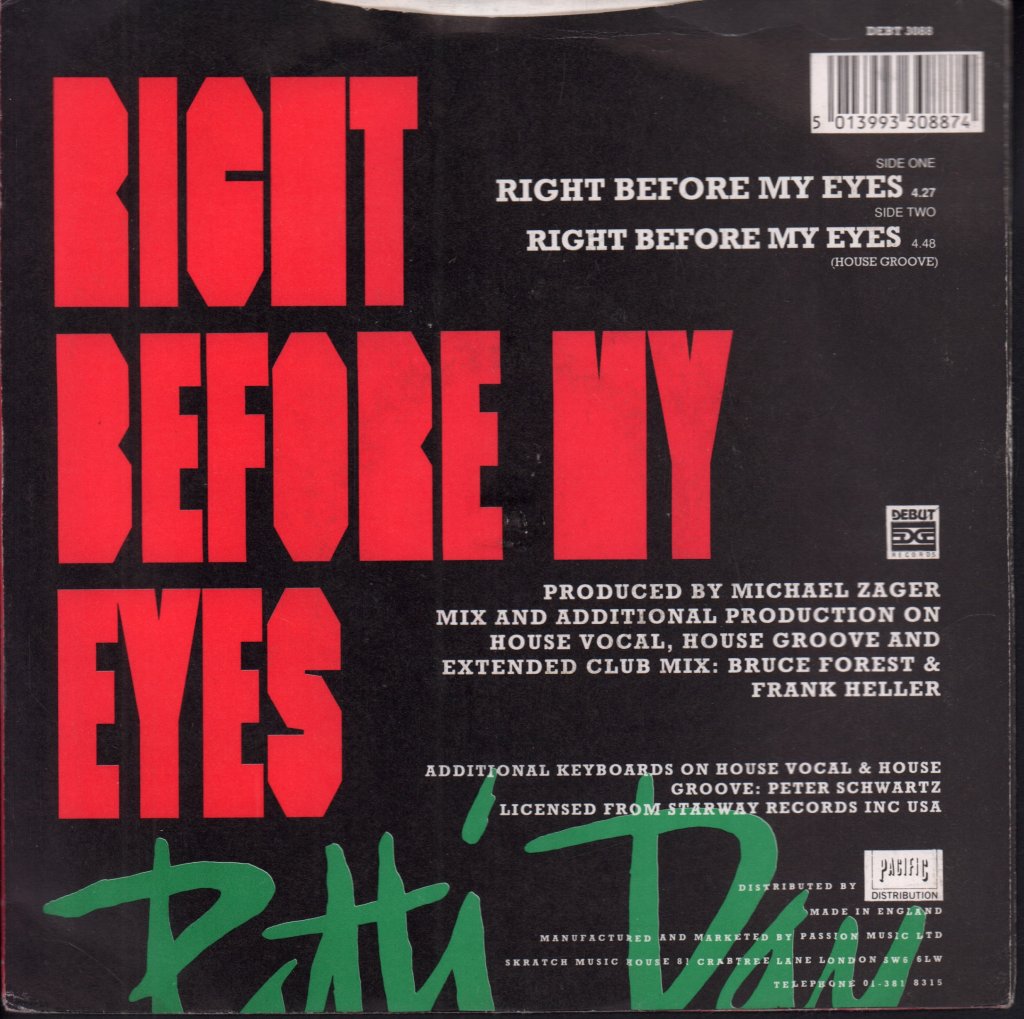 Patti Day - Right Before My Eyes - 7 Inch
