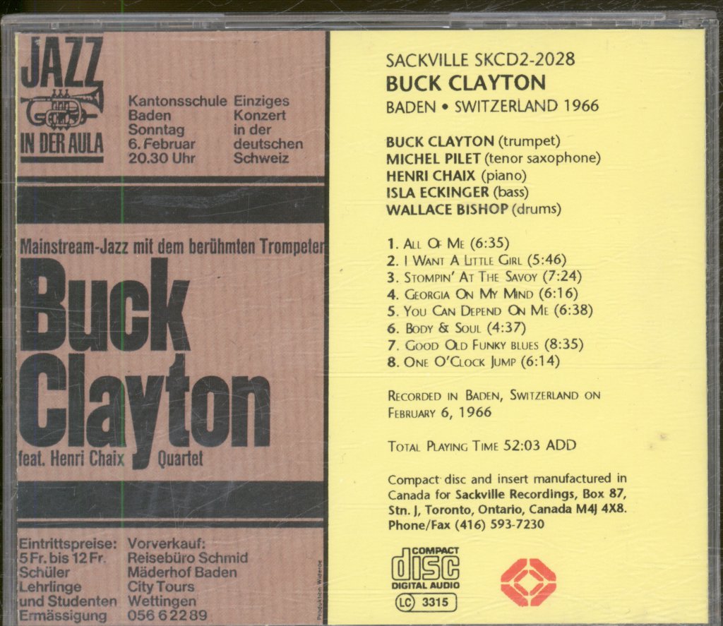 Buck Clayton - Baden Switzerland 1966 - Cd